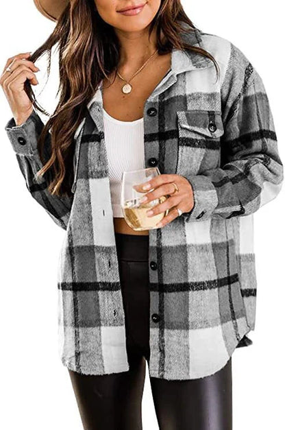 Plaid Flannel Shacket | Soft Brushed Feel | Casual Button-Up with Chest Pockets