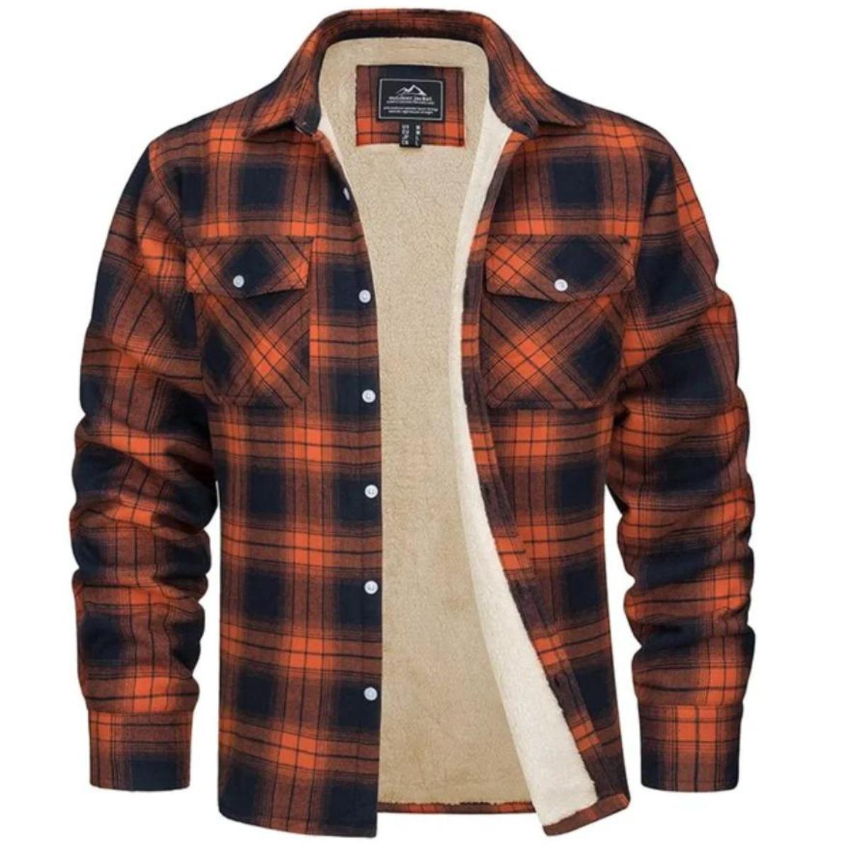 Men's Sherpa-Lined Flannel Jacket | Warm Casual Outerwear | Button-Front Shacket