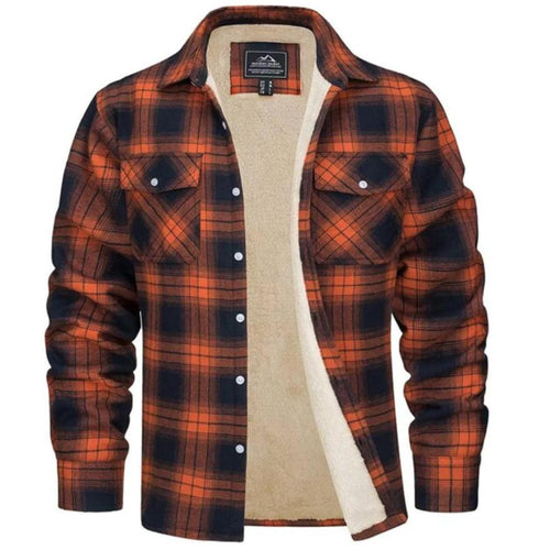 Men's Sherpa-Lined Flannel Jacket | Warm Casual Outerwear | Button-Front Shacket