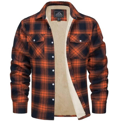 Men's Sherpa-Lined Flannel Jacket | Warm Casual Outerwear | Button-Front Shacket