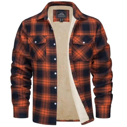 Men's Sherpa-Lined Flannel Jacket | Warm Casual Outerwear | Button-Front Shacket