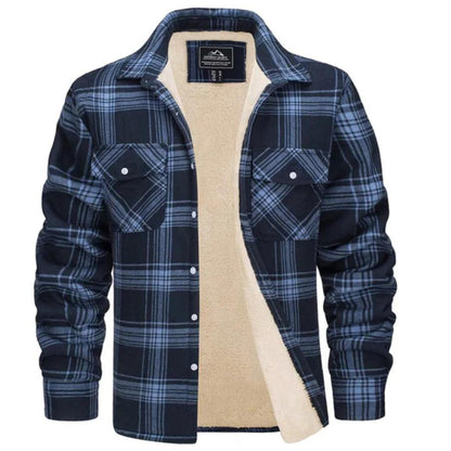 Men's Sherpa-Lined Flannel Jacket | Warm Casual Outerwear | Button-Front Shacket