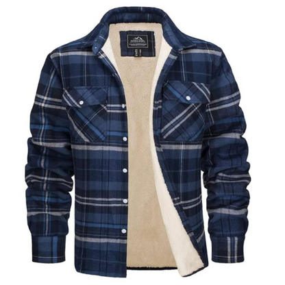 Men's Sherpa-Lined Flannel Jacket | Warm Casual Outerwear | Button-Front Shacket