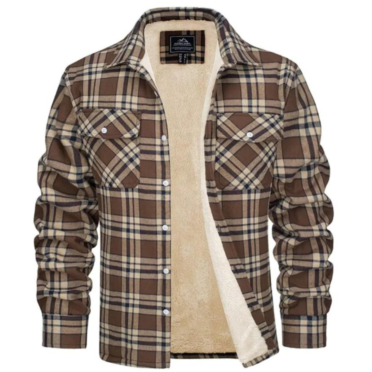 Men's Sherpa-Lined Flannel Jacket | Warm Casual Outerwear | Button-Front Shacket
