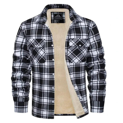 Men's Sherpa-Lined Flannel Jacket | Warm Casual Outerwear | Button-Front Shacket
