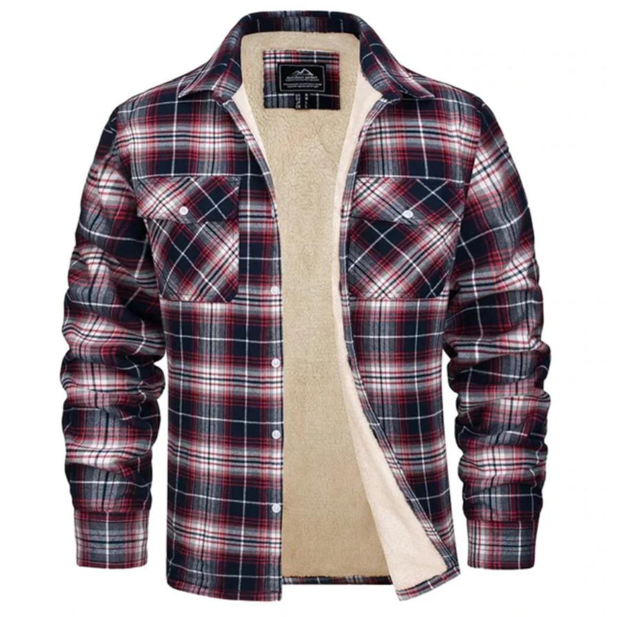 Men's Sherpa-Lined Flannel Jacket | Warm Casual Outerwear | Button-Front Shacket