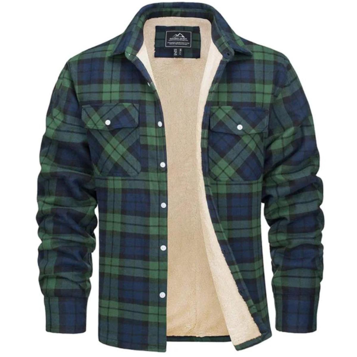 Men's Sherpa-Lined Flannel Jacket | Warm Casual Outerwear | Button-Front Shacket