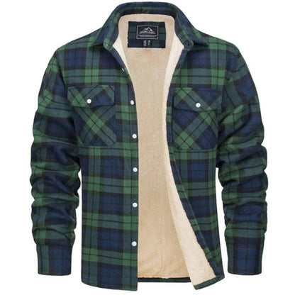 Men's Sherpa-Lined Flannel Jacket | Warm Casual Outerwear | Button-Front Shacket