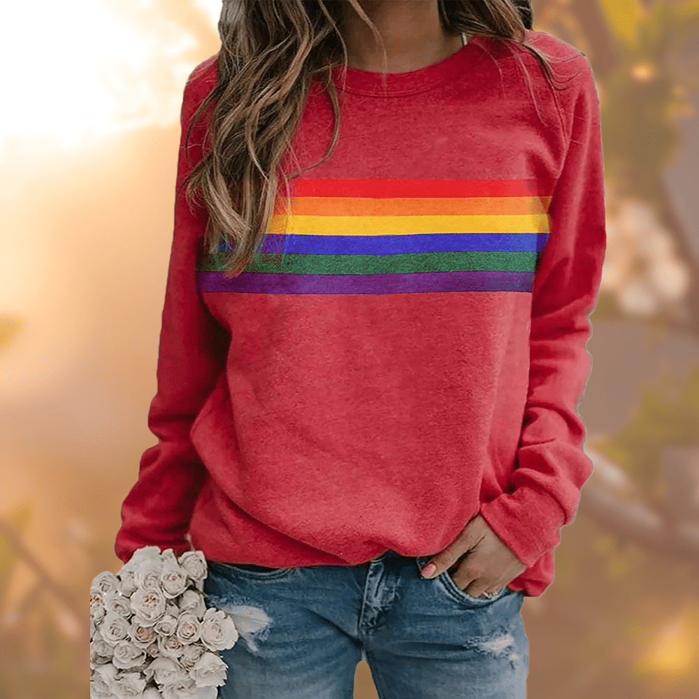 Retro Rainbow Stripe Sweatshirt | Relaxed Fit | Soft Cotton Blend