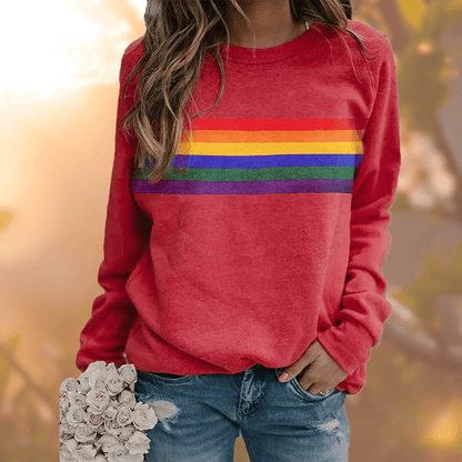 Retro Rainbow Stripe Sweatshirt | Relaxed Fit | Soft Cotton Blend