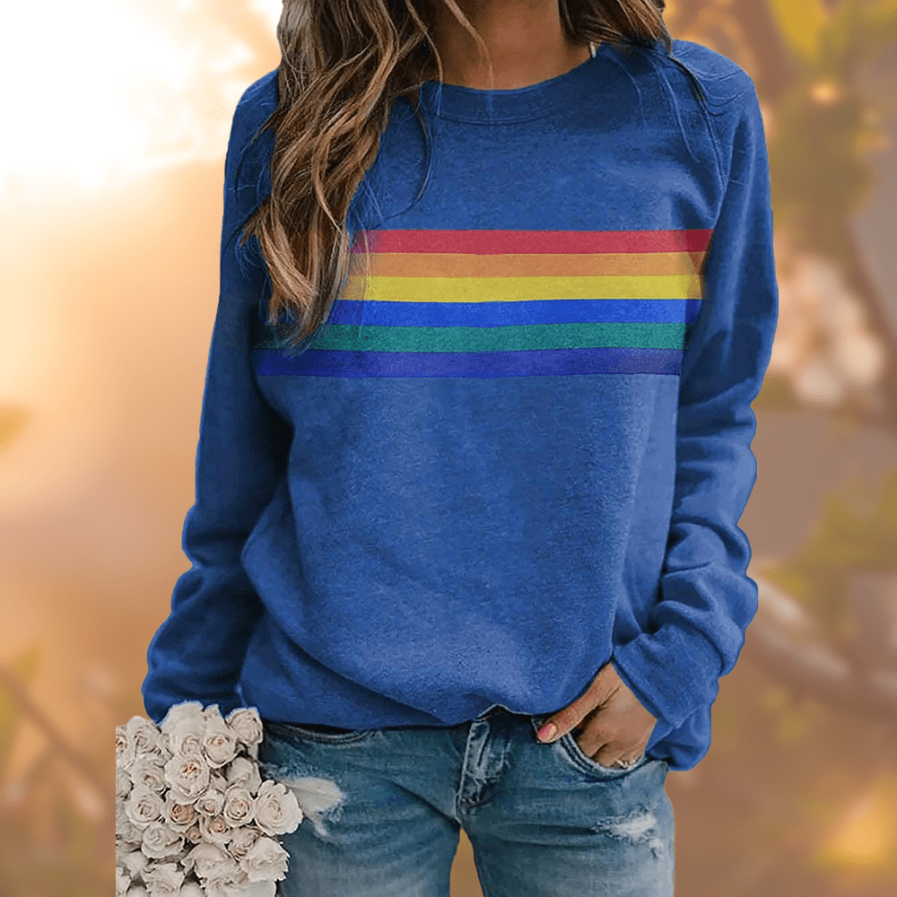 Retro Rainbow Stripe Sweatshirt | Relaxed Fit | Soft Cotton Blend