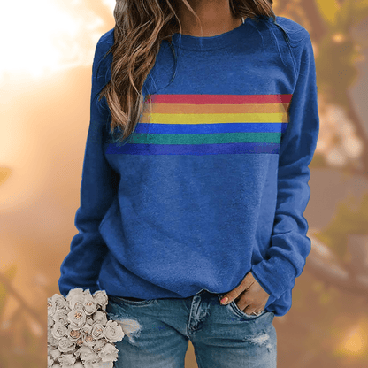 Retro Rainbow Stripe Sweatshirt | Relaxed Fit | Soft Cotton Blend