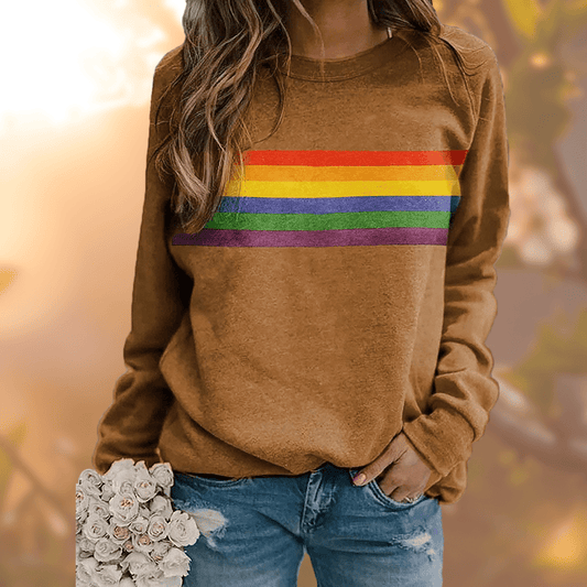 Retro Rainbow Stripe Sweatshirt | Relaxed Fit | Soft Cotton Blend