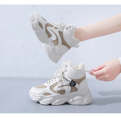 Fleece-Lined Chunky Sneakers | High-Top Design | Winter Warmth | Trendy Streetwear