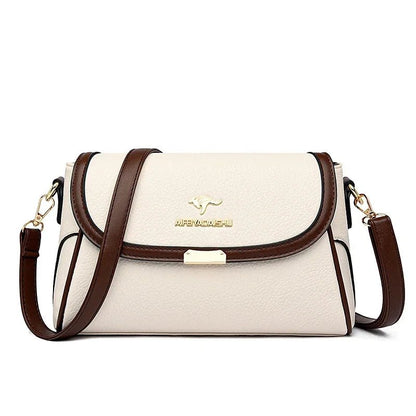 Flap Shoulder Bag | PU Leather | Contrast Trim & Crossbody Strap