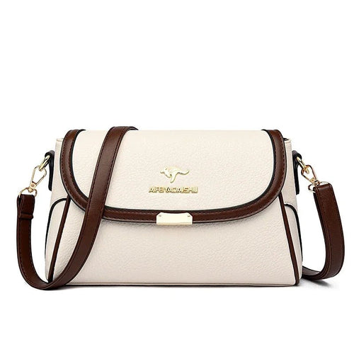 Flap Shoulder Bag | PU Leather | Contrast Trim & Crossbody Strap