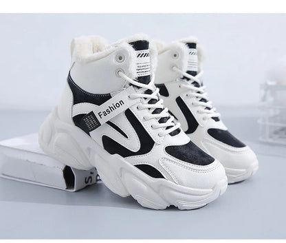 Fleece-Lined Chunky Sneakers | High-Top Design | Winter Warmth | Trendy Streetwear