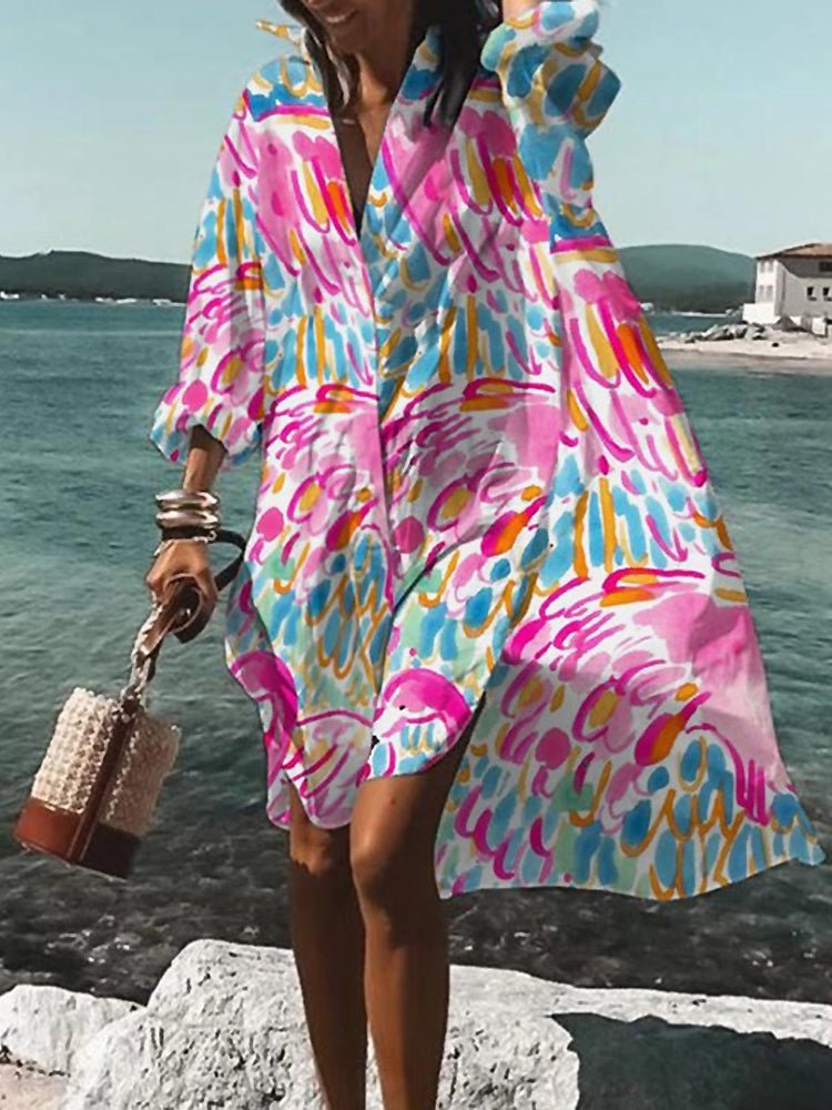 Abstract Floral Swing Coat | Lightweight Statement Layer | Open Front Design