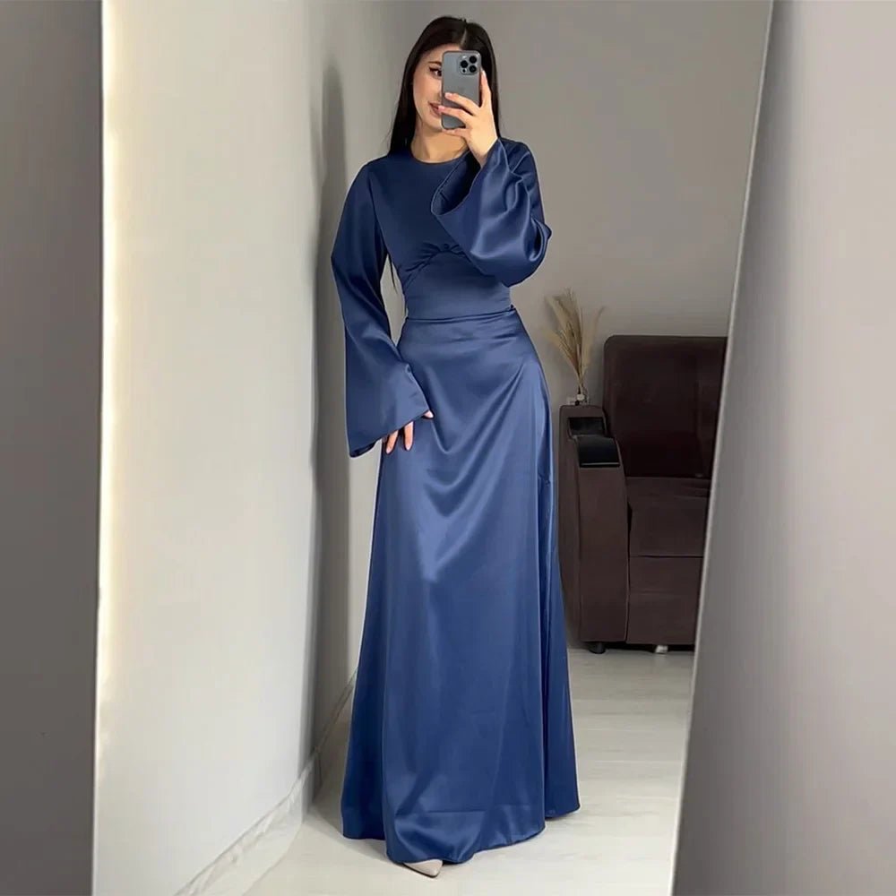 Satin Abaya Maxi Dress | Modest Formalwear with Elegant Silhouette