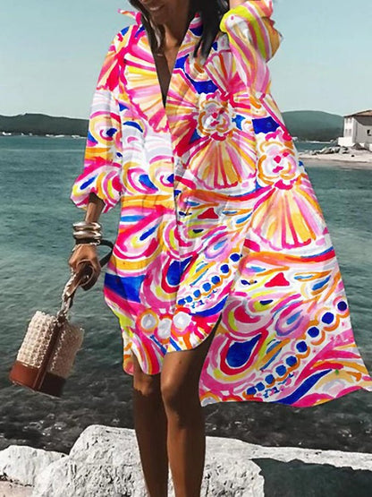 Abstract Floral Swing Coat | Lightweight Statement Layer | Open Front Design