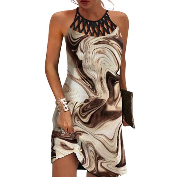 Tribal Print Sleeveless Dress | Strappy Neckline | Easy A-Line Fit