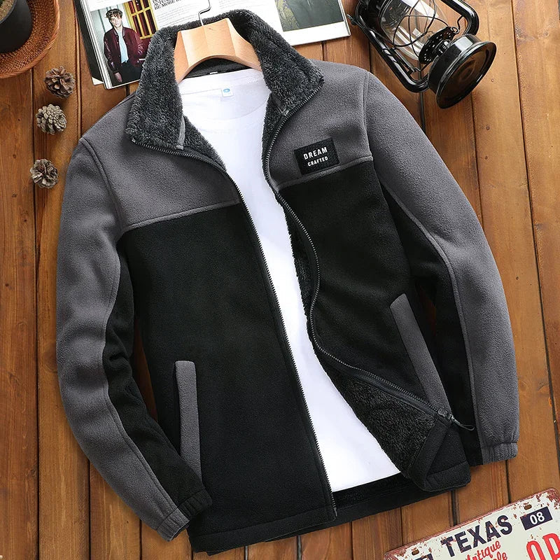 Men’s Sherpa Fleece Zip Jacket | Contrast Panels | Midweight Fall Layer