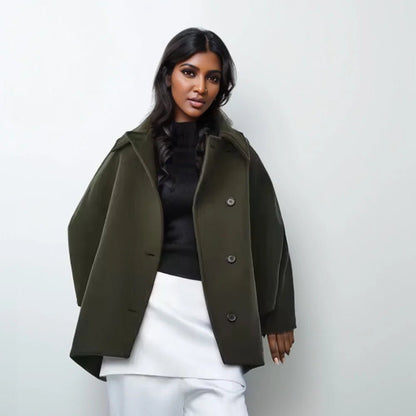 Cropped Wool Blend Peacoat | Boxy Fit | Minimalist Style