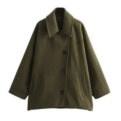 Cropped Wool Blend Peacoat | Boxy Fit | Minimalist Style