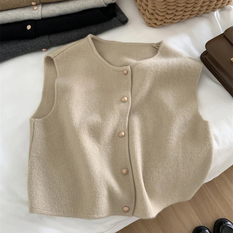 Classic Knit Button-Up Vest | Soft Knit Fabric | Sleeveless Layer | Timeless Style