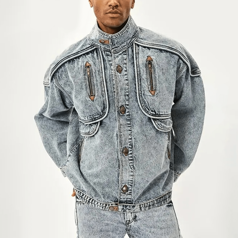 Vintage Acid-Wash Denim Jacket | Oversized Fit | Retro Streetwear Style