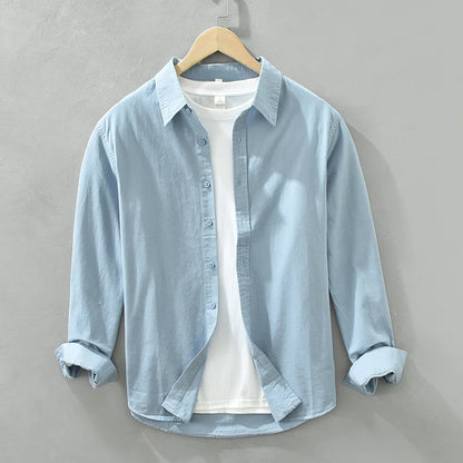 Men’s Lightweight Cotton Shirt | Casual Button-Up with Washed Finish | Everyday Layering Essential