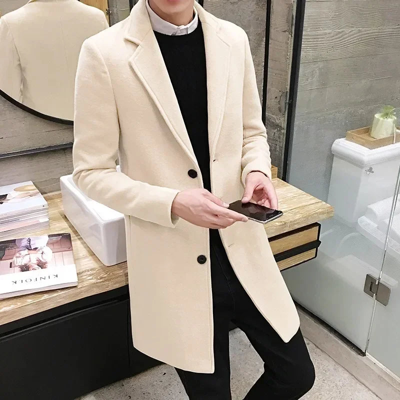 Men’s Tailored Wool-Blend Overcoat | Single-Breasted Classic | Cold-Weather Dress Layer