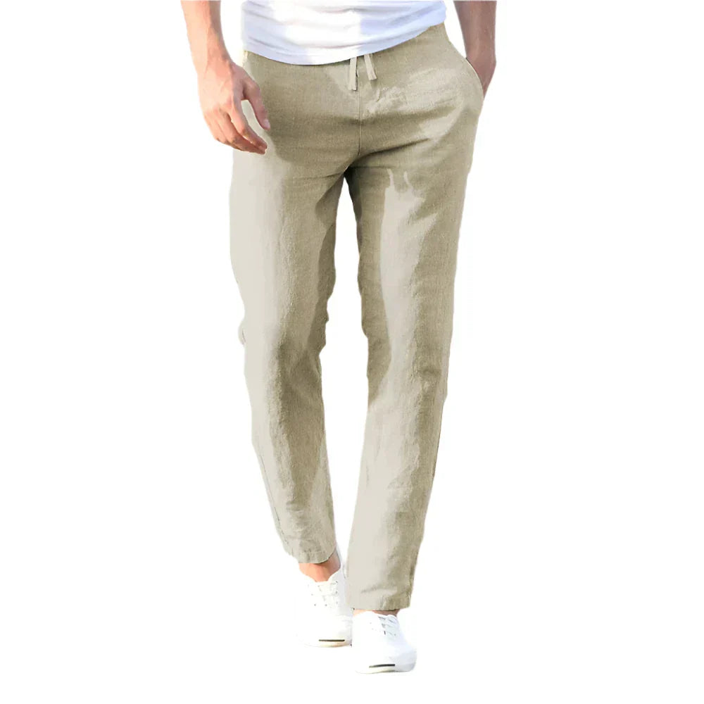 Men’s Linen Blend Drawstring Pants | Lightweight Comfort | Relaxed Tapered Fit