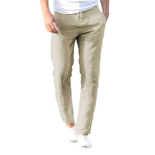 Men’s Linen Blend Drawstring Pants | Lightweight Comfort | Relaxed Tapered Fit