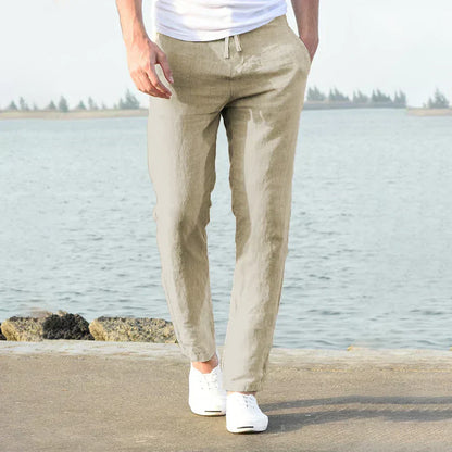 Men's Linen Drawstring Pants | Lightweight Beachwear | Relaxed Summer Fit