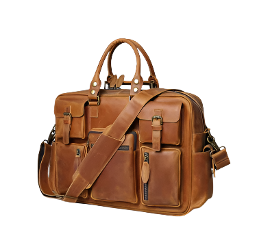 Genuine Leather Duffle Bag | Vintage Travel Holdall | Multi-Pocket Weekender