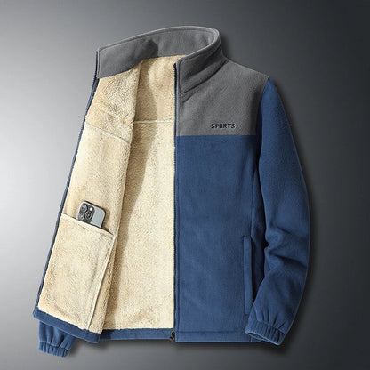 Men's Fleece Zip Jacket | Sherpa-Lined Interior | Cold Weather Casual Outerwear