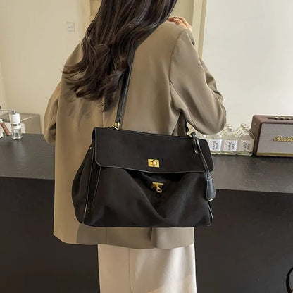 Suede Shoulder Bag | Soft Plaid Texture with Gold Hardware | Classic Flap Satchel
