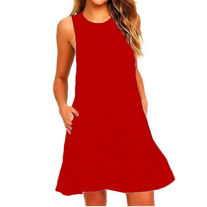 Sleeveless Swing Dress | High Neckline | Relaxed A-Line Silhouette
