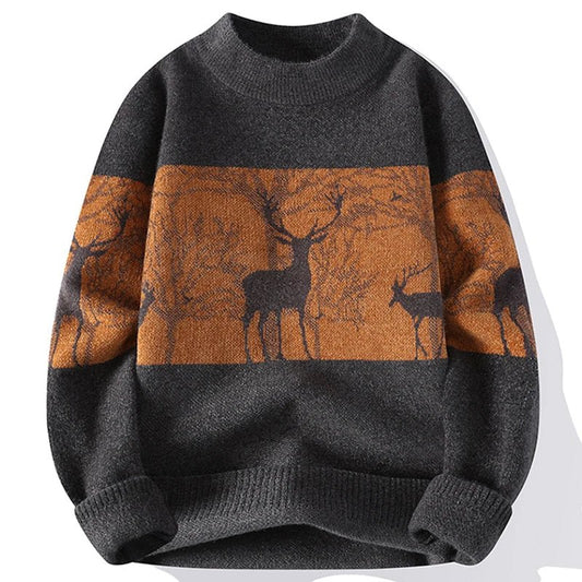 Men's Deer Pattern Knit Sweater | Soft and Warm | Casual Winter Style