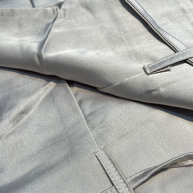 Two-Piece Satin Halter Top and Pants Set | Adjustable Waist Tie | Perfect for Formal or Evening Wear