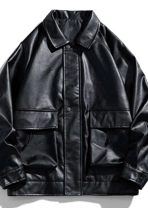 Faux Leather Utility Jacket | Modern Edge | Relaxed Fit | Streetwear Style