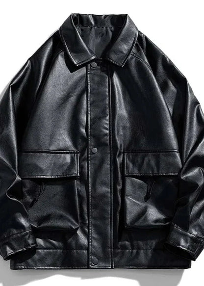 Faux Leather Utility Jacket | Modern Edge | Relaxed Fit | Streetwear Style
