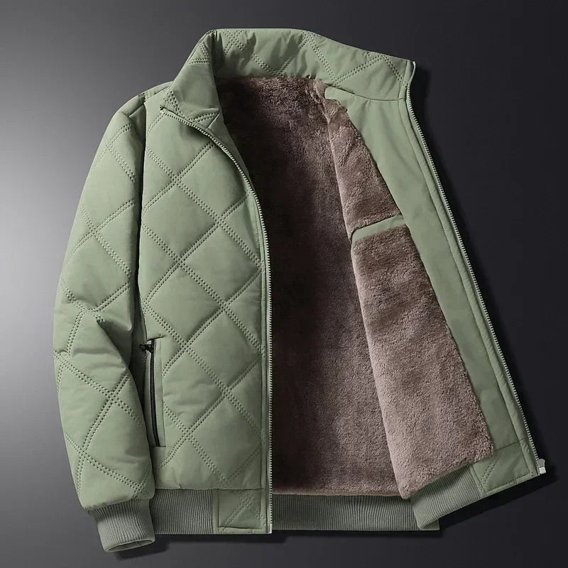 Men's Quilted Jacket | Plush Lined Interior | Warm Insulation | Winter Casual Style