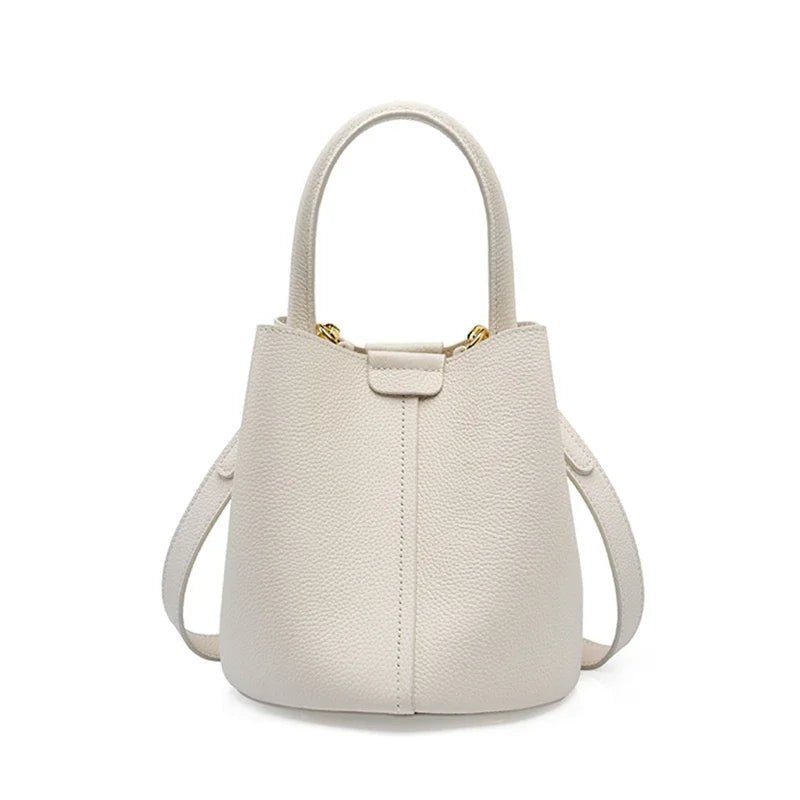 Minimalist Leather Bucket Bag | Compact Crossbody with Interior Pouch