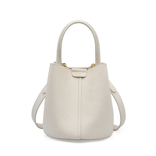 Minimalist Leather Bucket Bag | Compact Crossbody with Interior Pouch