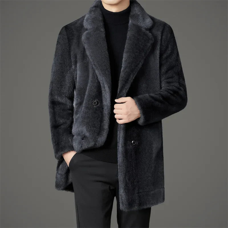 Men’s Faux Fur Overcoat | Longline Plush Jacket | Winter Street Style Layer
