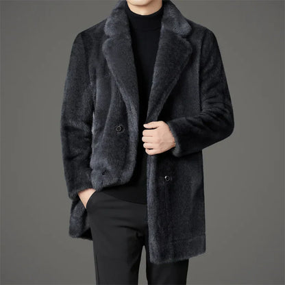 Men’s Faux Fur Overcoat | Longline Plush Jacket | Winter Street Style Layer