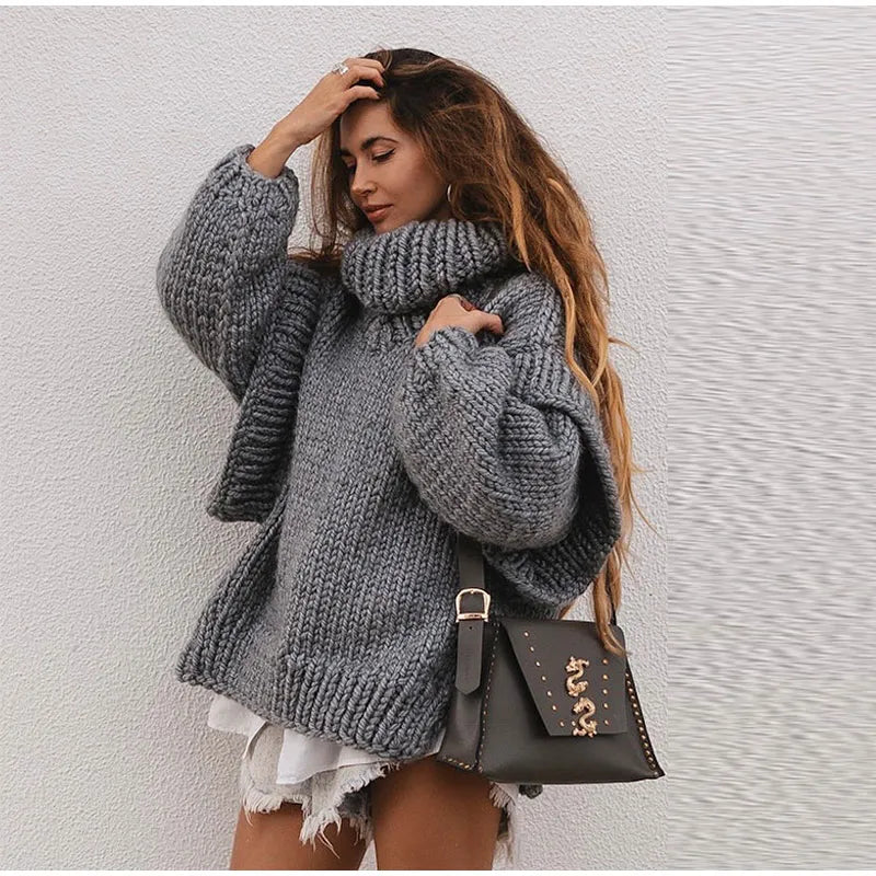 Oversized Knit Sweater Dress | Chunky Acrylic Knit | Versatile Winter Style