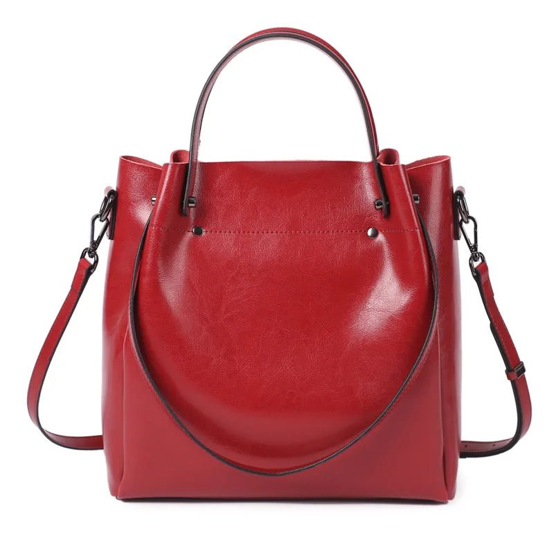 Multi-Compartment Tote Bag | Glossy Vegan Leather with Top Handles and Crossbody Strap